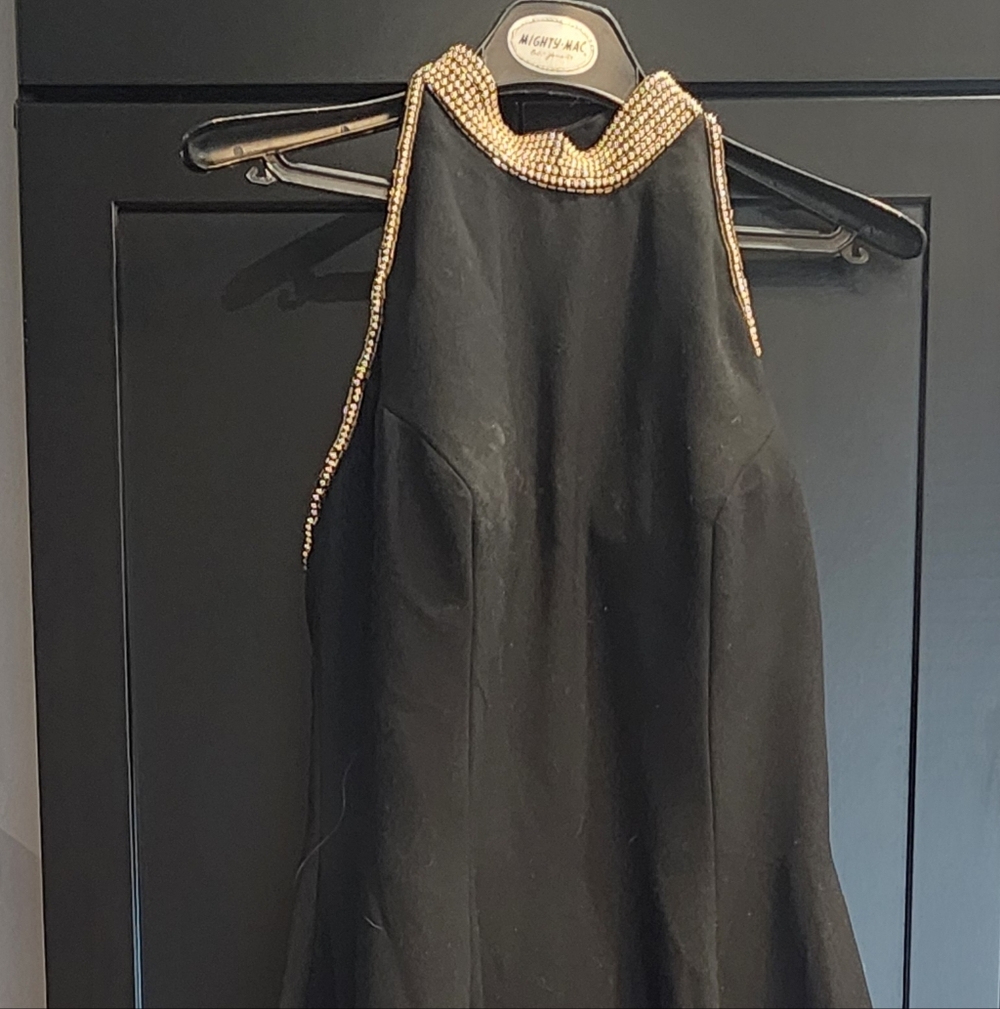 Chic Black Maxi Dress with Gold Accents